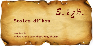 Stoics Ákos névjegykártya